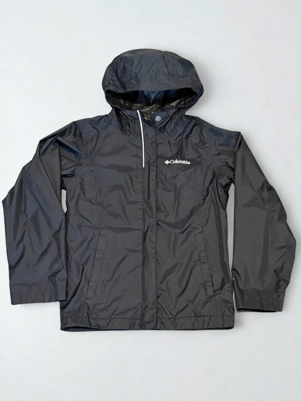Columbia Kids Black Waterproof Rain Jacket - Size Small (8) Hooded - Picture 1 of 9